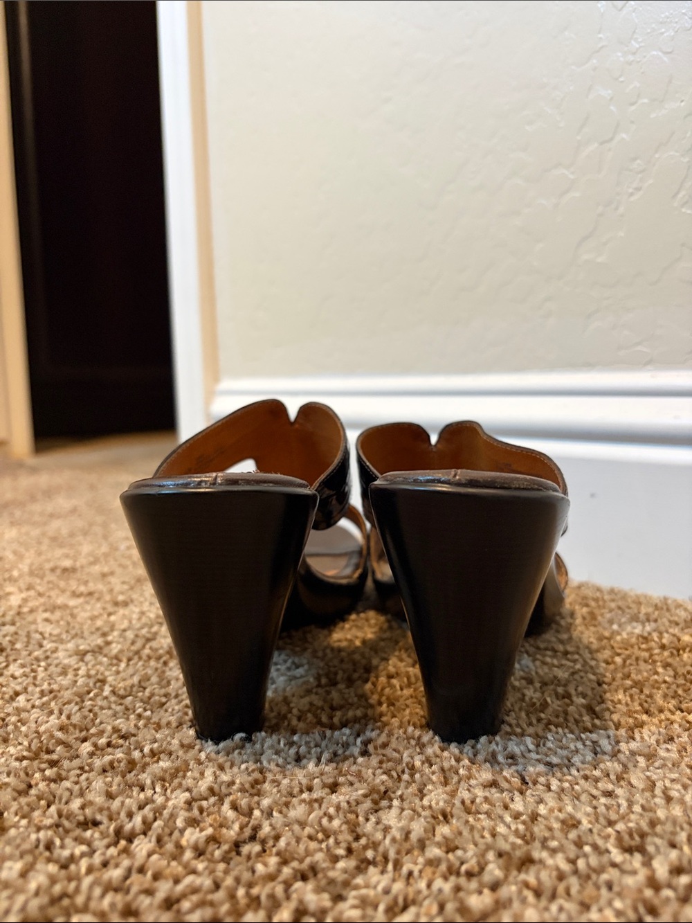 Sofft Brown Croc-Embossed Slide Heels - Picture 3 of 6